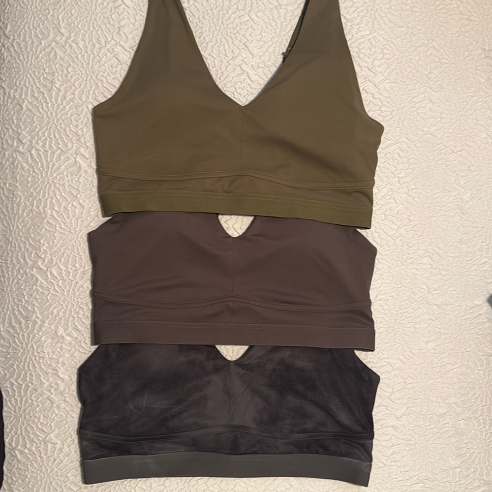 Set of Three V-Neck Sports Bras in Earth Tones